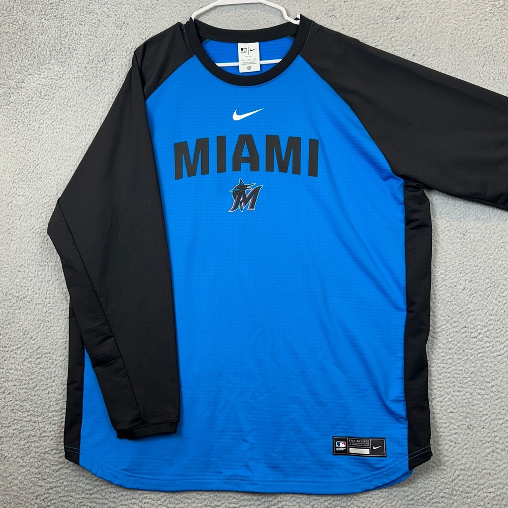 Miami Marlins Nike Shirt Mens 3XL Blue MLB Colorblock Performance Activewear Top